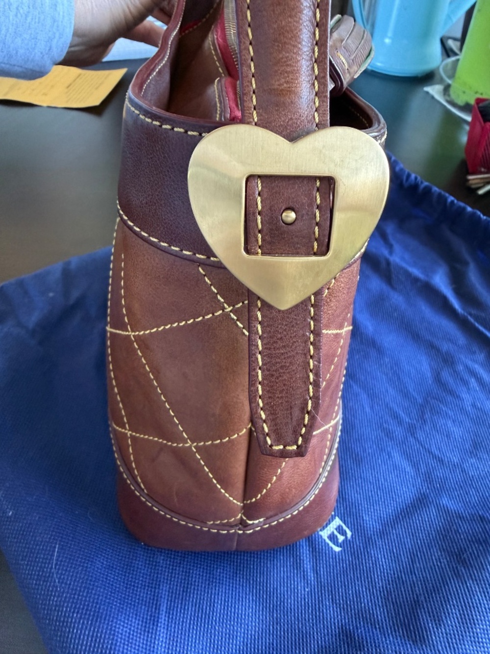 Dooney & Bourke Florentine Chestnut Quilted Leather Shoulder Bag - Picture 5 of 8
